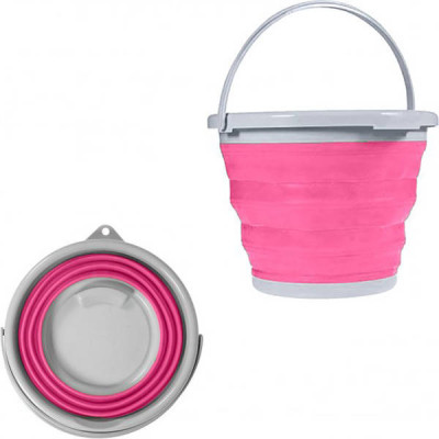 Відро 5 літрів туристичне складане Silicon Collapsible Bucket Рожеве
