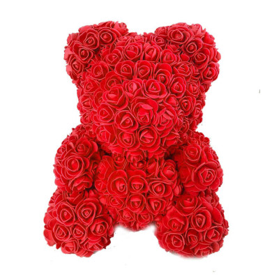 Ведмедик з серцем з 3D троянд Teddy Rose 40 см Червоний з червоним серцем+ подарункова упаковка