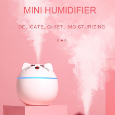 Зволожувач повітря нічник Humidifier Круглий Котик Білий