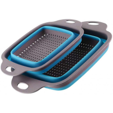 Дуршлаг силіконовий складаний 2в1 Collapsible filter baskets квадратний Блакитний
