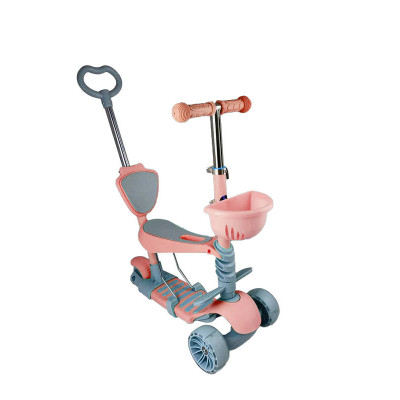 Дитячий самокат триколісний Children's Scooter з батьківською ручкою Рожевий