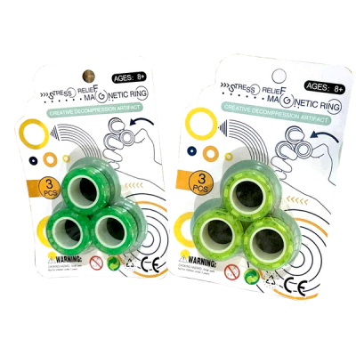 Магнітні обертові кільця спінер Stress Relief Magnetic Rings Зелений