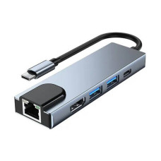 Док-станція USB Type-C 5в1 HDMI, 2 USB, LAN RJ45 Ethernet, Type C, USB-C
