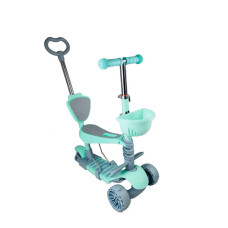 Дитячий самокат триколісний Children's Scooter з батьківською ручкою Бірюзовий