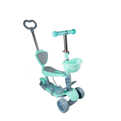 Дитячий самокат триколісний Children's Scooter з батьківською ручкою Бірюзовий