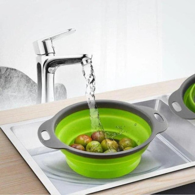 Дуршлаг силіконовий складаний 2в1 Collapsible filter baskets круглий
