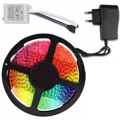 Світлодіодна стрічка 5050 300 LED RGB 5м з блоком живлення Велика