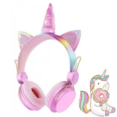 Бездротові навушники Єдиноріг Wireless headSet Unicorn AH-808 Рожеві