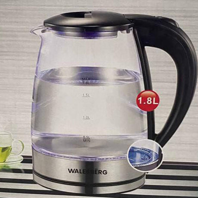 Електрочайник скляний Walesberg KK-1134 1.8л 2000W Чорний