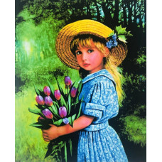 Картина за номерами RSB 8130 "Дівчинка з букетом" 40*50 см