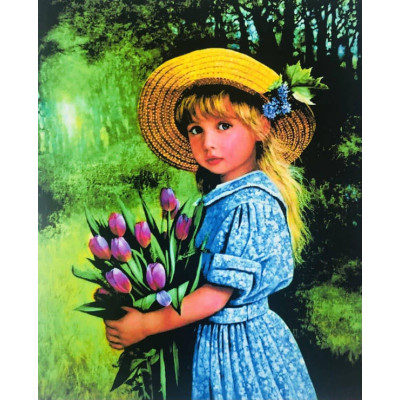 Картина за номерами RSB 8130 "Дівчинка з букетом" 40*50 см