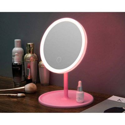 Настільне дзеркало з підсвічуванням та вентилятором Beauty Breeze Mirror Рожеве