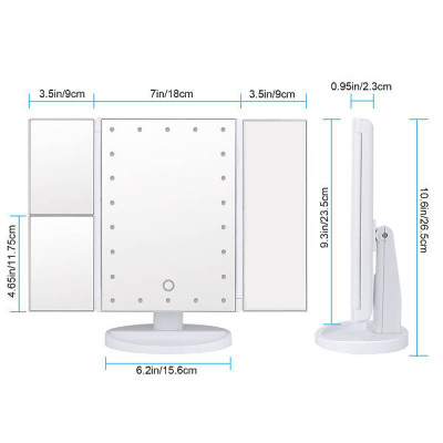 Косметичне складне дзеркало Led Mirror з LED підсвічуванням white