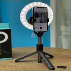 Штатив монопод/тренога Selfie Stick L07 з кільцевою лампою 16см для телефону
