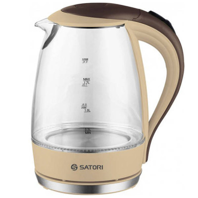 Електрочайник скляний з підсвічуванням SATORI SGK-4150-BR 2000 Вт 1.7 л Кава з молоком