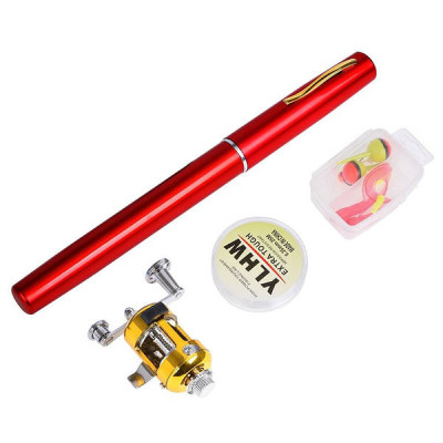 Складна міні вудка 97 см Fishing Rod In Pen Case Red