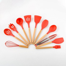Кухонний набір з 12 предметів Kitchen Art з бамбуковою ручкою Червоний