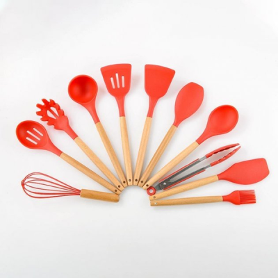 Кухонний набір з 12 предметів Kitchen Art з бамбуковою ручкою Червоний