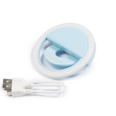 Світлодіодне селфі-кільце з USB-зарядкою Selfie Ring Light Блакитний