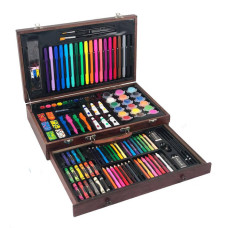 Набір для творчості 123 предметів у дерев'яній валізі Artistic Tool Kit