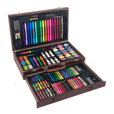 Набір для творчості 123 предметів у дерев'яній валізі Artistic Tool Kit