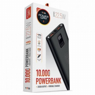 Повербанк Power Way TX12 10000 mAh Чорний