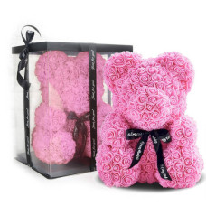 Ведмедик з 3D троянд Teddy Rose 40 см Рожевий + подарункова упаковка