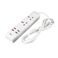 Подовжувач Remax BKL-08 2 Socket / 4 USB / Кабель 200см Білий