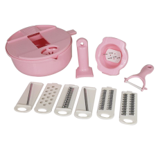Овочерізка шатківниця з контейнером Multifunctional Cutter 9in1 Рожева