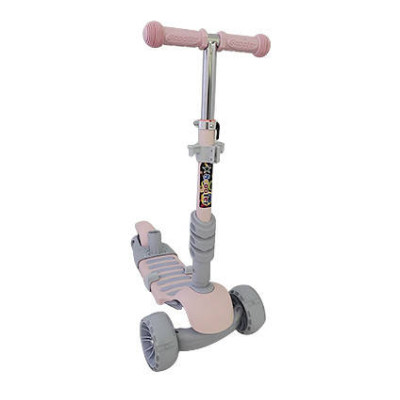 Дитячий самокат триколісний Children's Scooter з батьківською ручкою та бортиком Рожевий