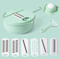 Овочерізка шатківниця з контейнером Multifunctional Cutter 9in1 Зелена