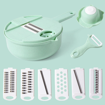 Овочерізка шатківниця з контейнером Multifunctional Cutter 9in1 Зелена