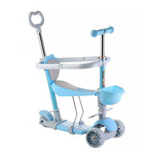 Дитячий самокат триколісний Children's Scooter з батьківською ручкою та бортиком Синій