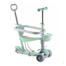 Дитячий самокат триколісний Children's Scooter з батьківською ручкою та бортиком Зелений