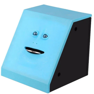 Скарбничка жує монети з обличчям Face Piggy Bank блакитна