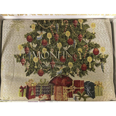 Новорічна скатертина Monfino Home Plus Гобелен Ялинка 150x220