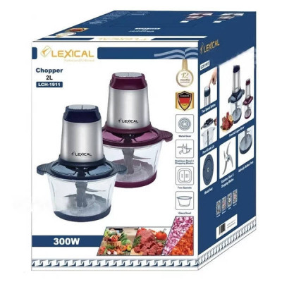 Електричний подрібнювач Блискавка Lexical LCH-1911 300 Вт зі скляною чашею 2л Синій