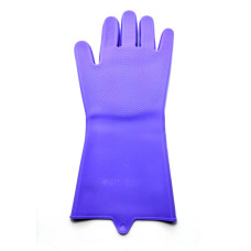 Силіконові рукавички для миття та чищення Magic Silicone Gloves з ворсом Бузкові