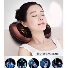 Портативний роликовий масажер в авто та для дому HOME CAR MASAGE PILLOW brown на 8 роликів