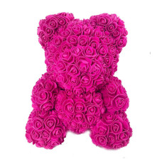 Ведмедик з серцем з 3D троянд Teddy Rose 40 см Рожевий з рожевим серцем + подарункова упаковка