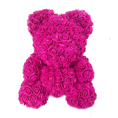 Ведмедик з серцем з 3D троянд Teddy Rose 40 см Рожевий з рожевим серцем + подарункова упаковка