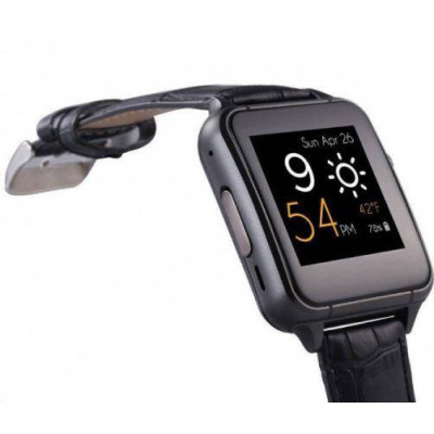 Розумний годинник Smart Watch X7 з чорним шкіряним ремінцем і срібним обідком