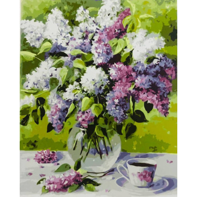 Картина за номерами VA 0321 "Бузок та ранкова кава" 40*50см