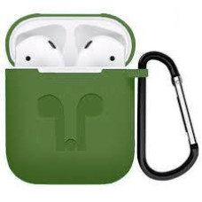 Чохол для AirPods силіконовий з карабіном Хаккі