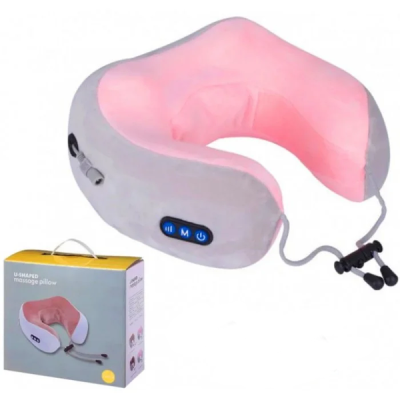 Массажер електричний для шиї U-Shaped Massage Pillow SHAKE WM-003 Рожевий