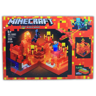 Конструктор Minecraft Бій у підземеллі з LED підсвічуванням 356 деталей Червоний
