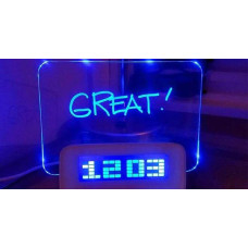 Настільний цифровий годинник Foton з дошкою для записів LED clock Blue