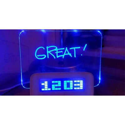 Настільний цифровий годинник Foton з дошкою для записів LED clock Blue