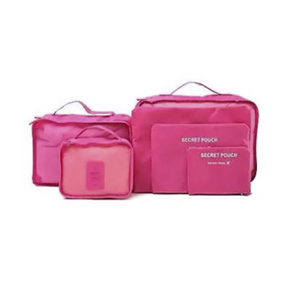 Органайзер дорожнього комплекту 6шт Travel Organiser Kit Рожевий