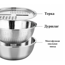 Кухонний набір 3 в 1 Терка для овочів зі зливним кошиком 26 см